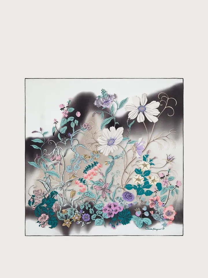 Ferragamo Women Corisia print silk foulard Grey