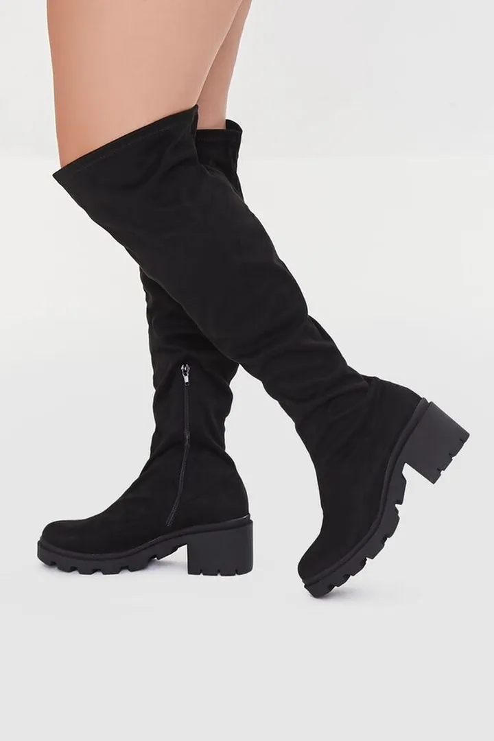 Faux Suede Knee-High Boots (Wide)