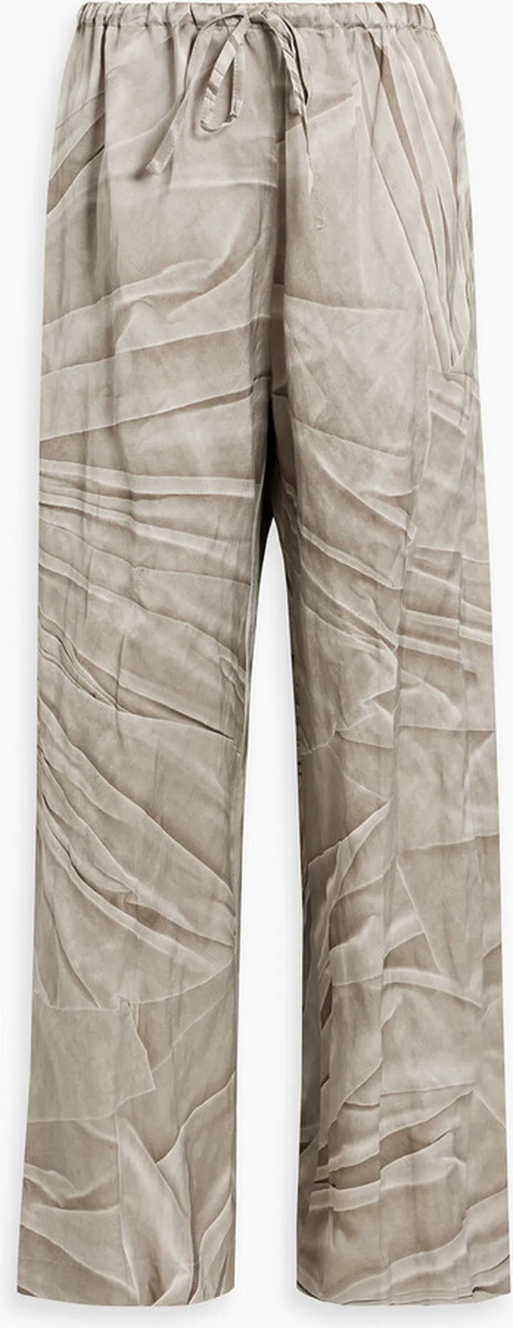 Printed satin-twill wide-leg pants