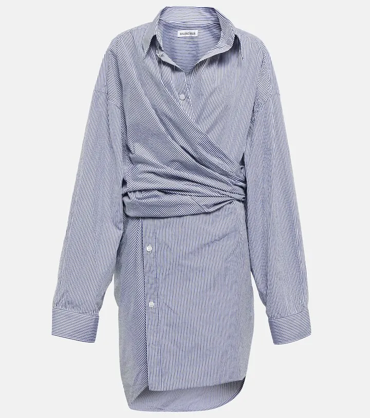 Striped cotton and silk shirt dress