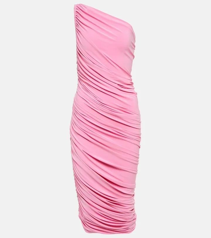Diana ruched one-shoulder midi dress
