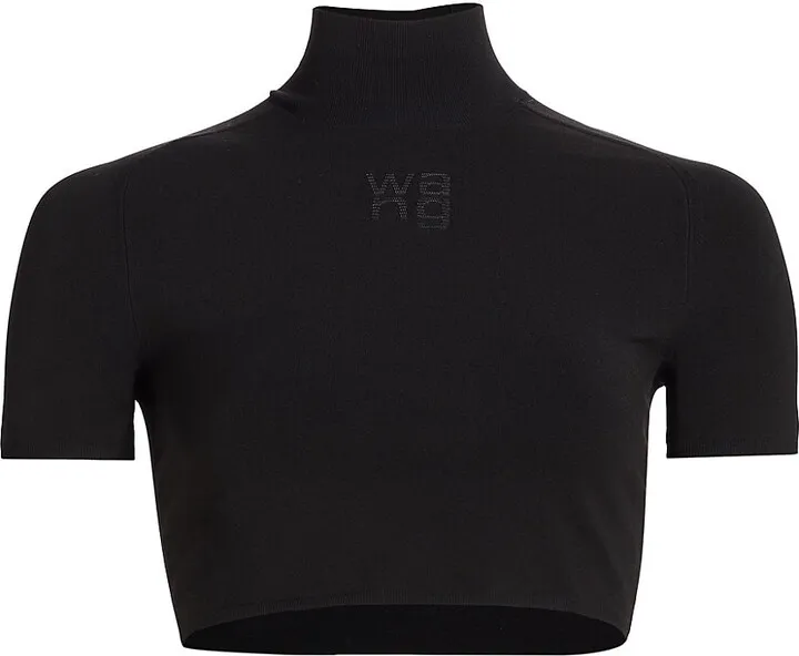Logo Cropped Turtleneck Top