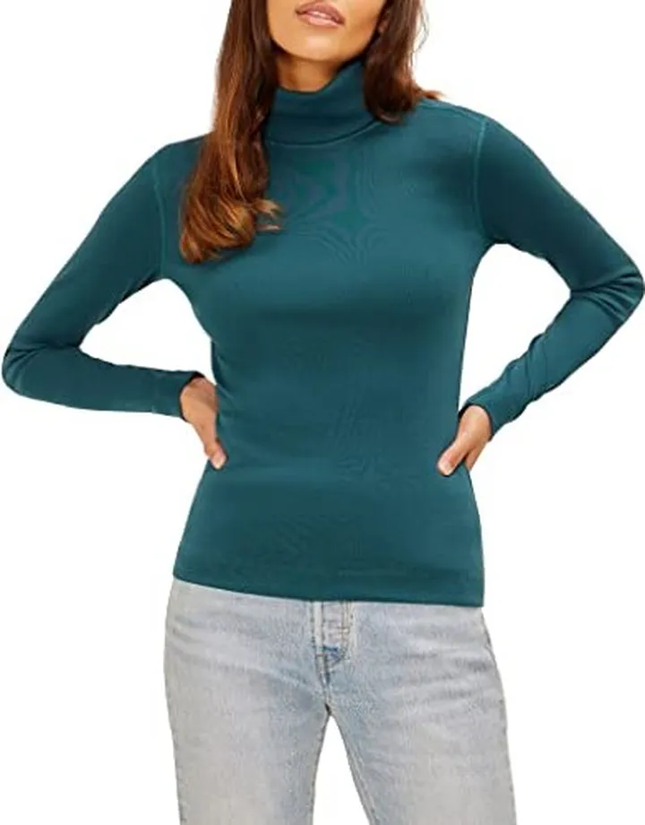 Three Dots Women's Essential Heritage Long Sleeve Turtleneck Top