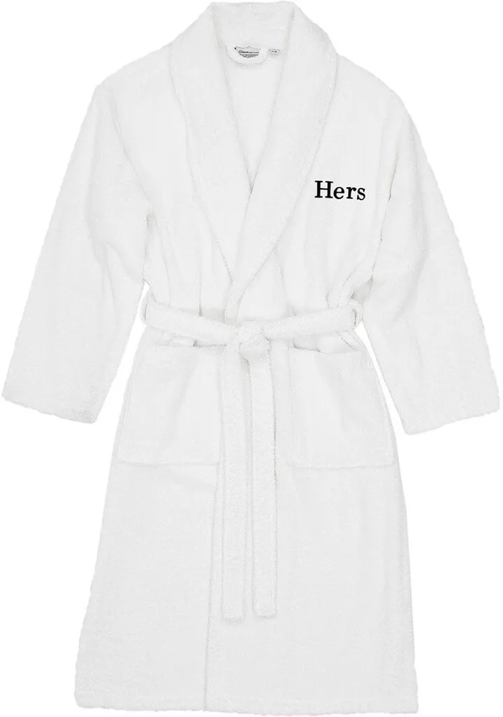 Embroidered 'Hers' Terry Bathrobe