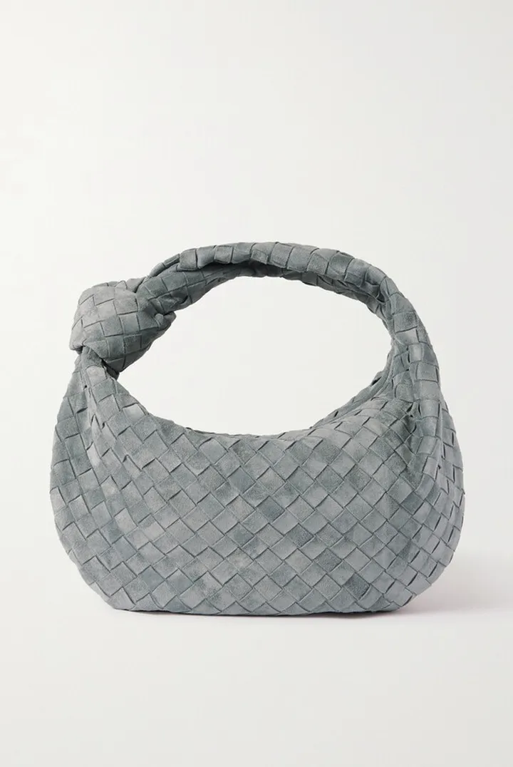 Bottega Veneta - Jodie Teen Knotted Intrecciato Suede Tote - Gray