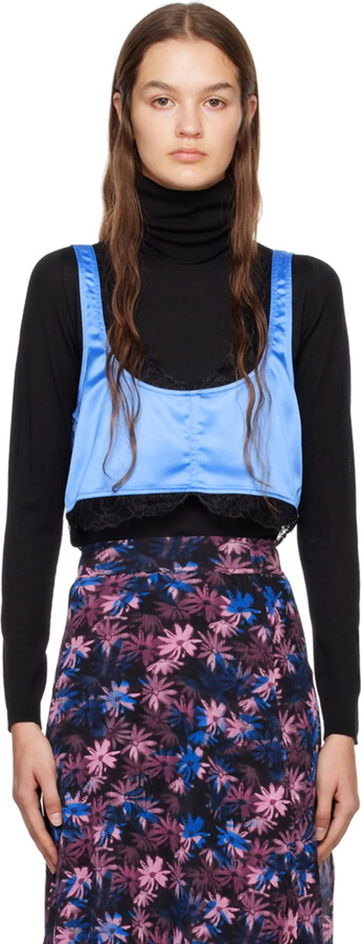 GANNI Blue Cropped Camisole