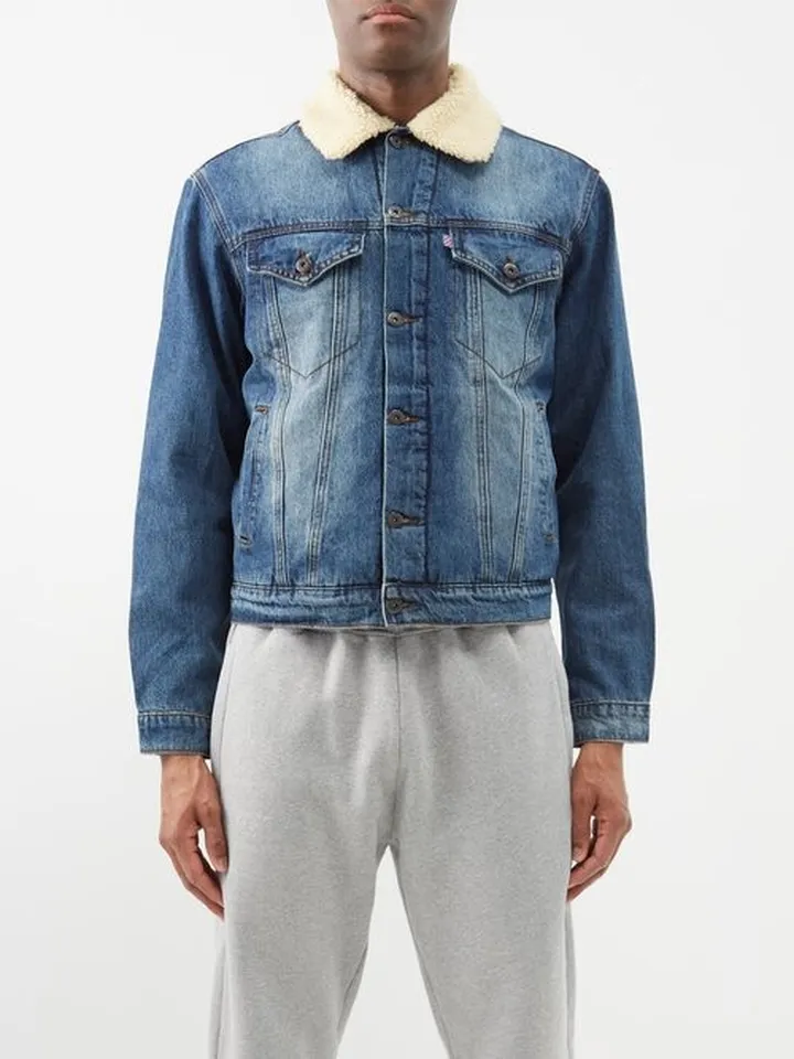 Shearling-collar Denim Jacket