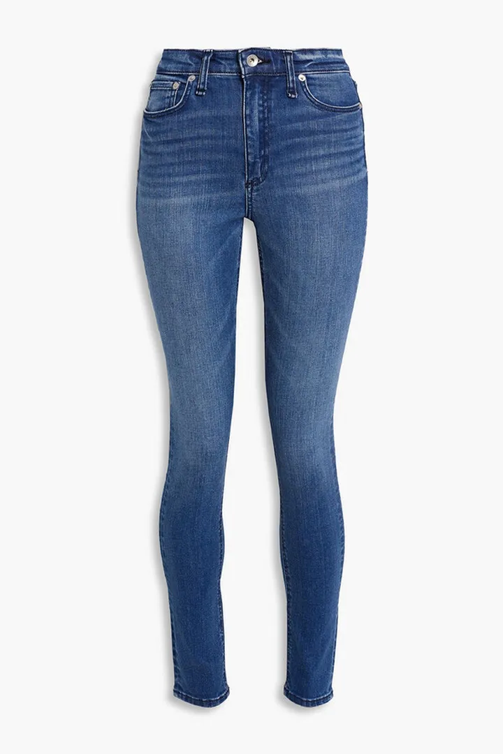Nina faded high-rise skinny jeans