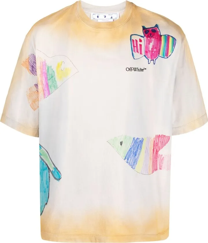 Cartoon Over Skate-print cotton T-shirt