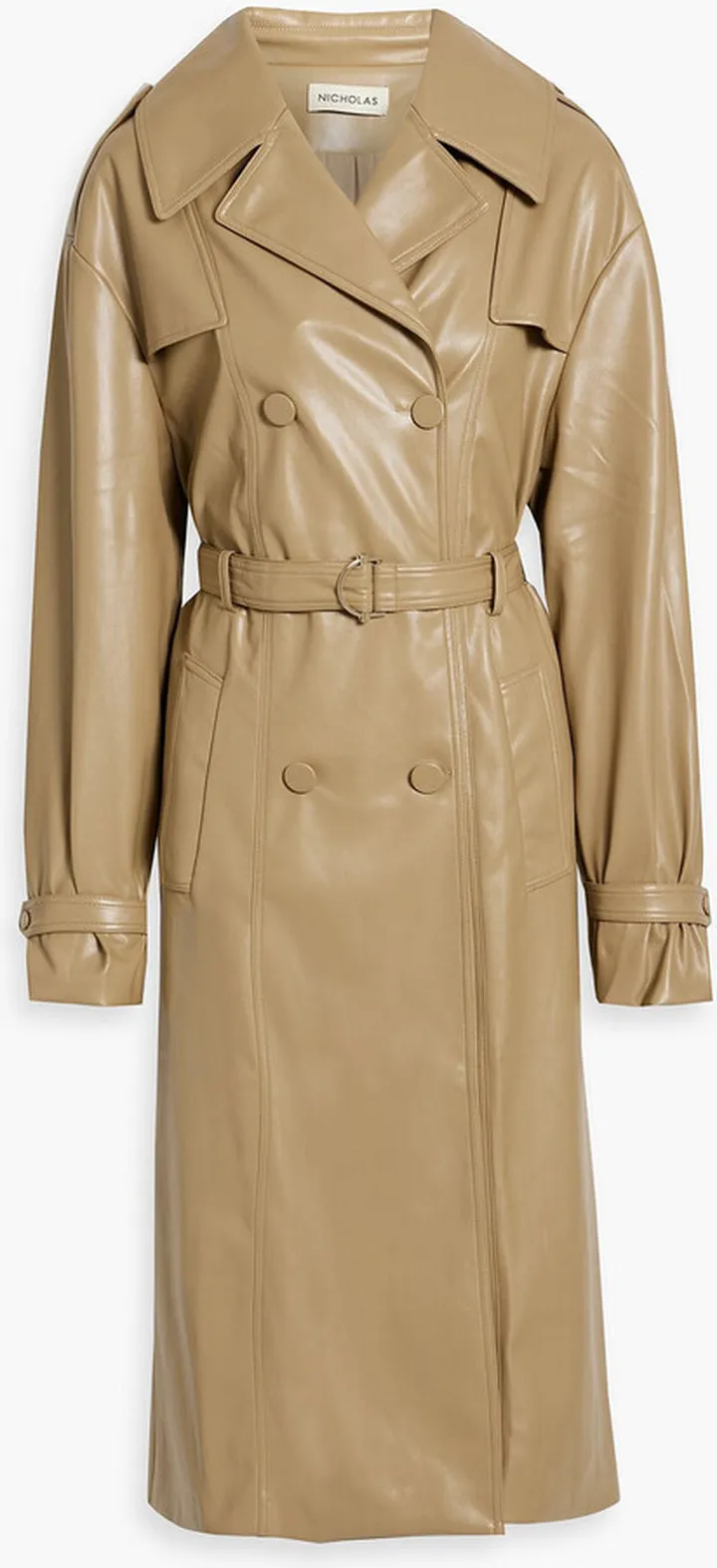 Diomede belted faux leather trench coat