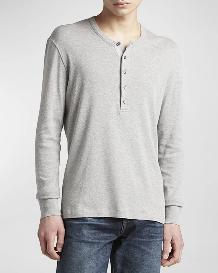 Men's Henley Cotton Jersey T-Shirt
