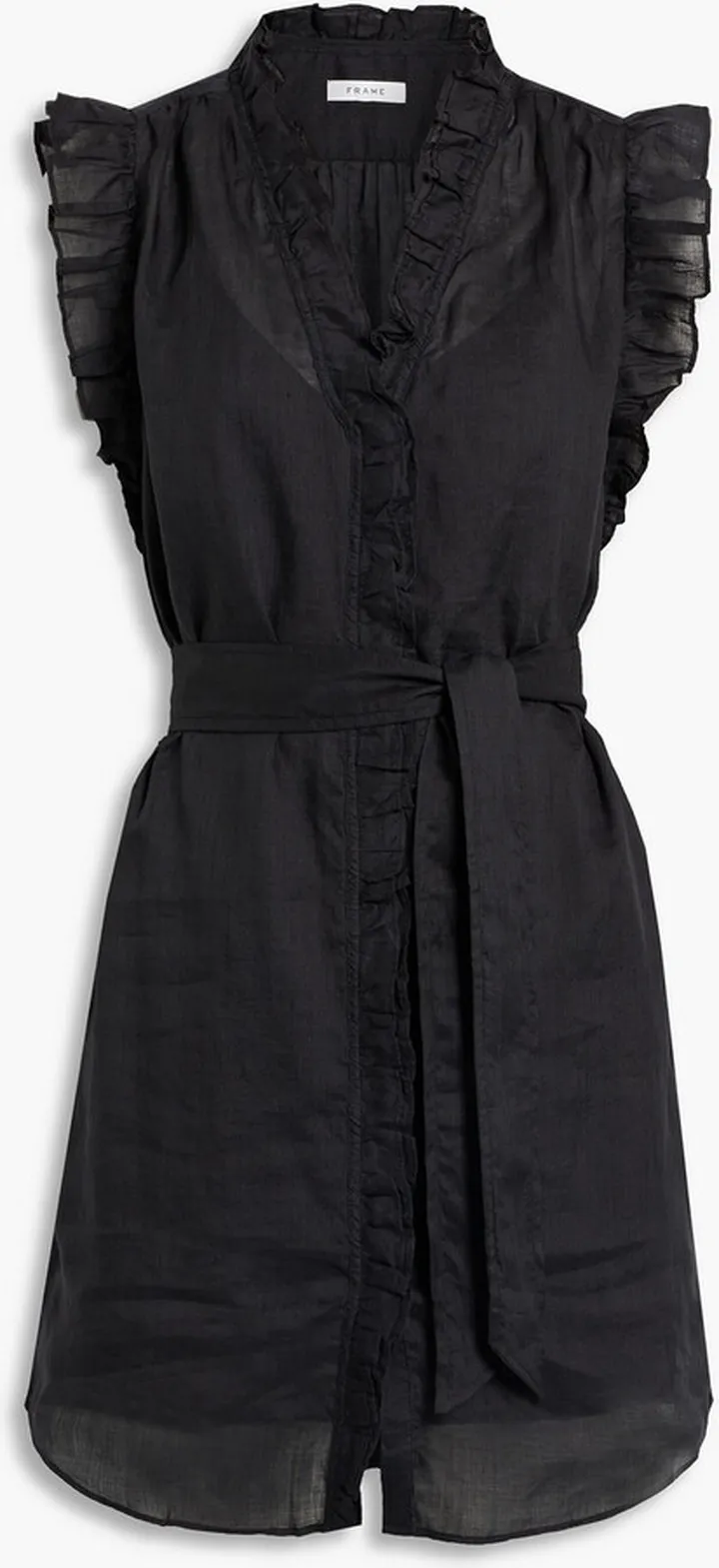 Lauren ruffled ramie-gauze mini dress