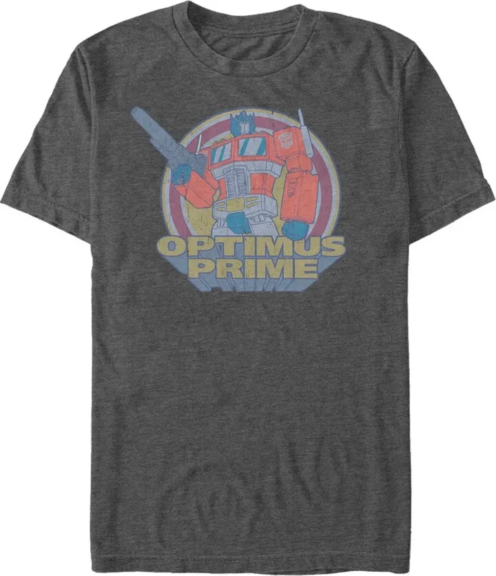 Men's Transformers Optimus Prime Retro Circle T-Shirt - Charcoal Heather - Small