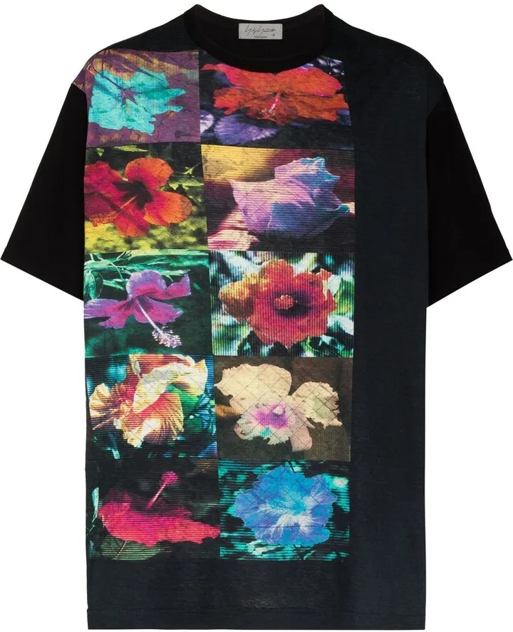 floral-print short-sleeved T-shirt