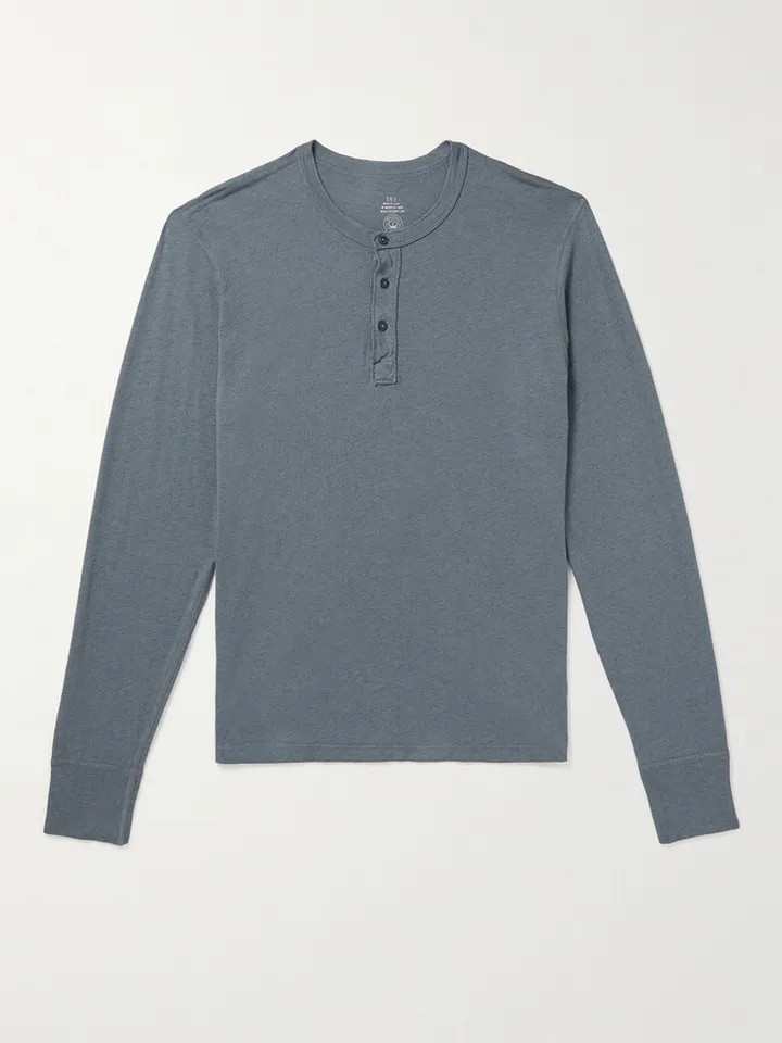 Cotton-Jersey Henley T-Shirt