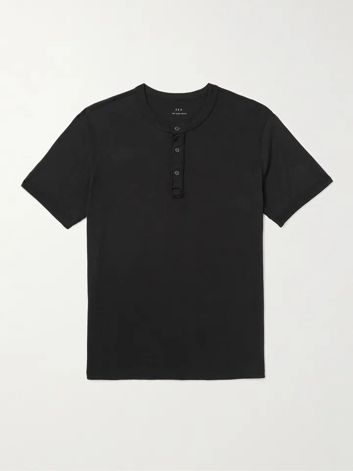 Garment-Dyed Supima Cotton-Jersey Henley T-Shirt