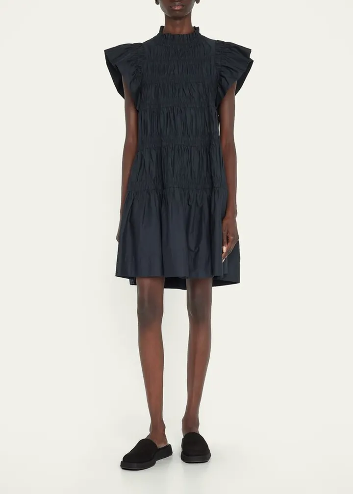 Steph Ruched Flutter Sleeve Mini Dress