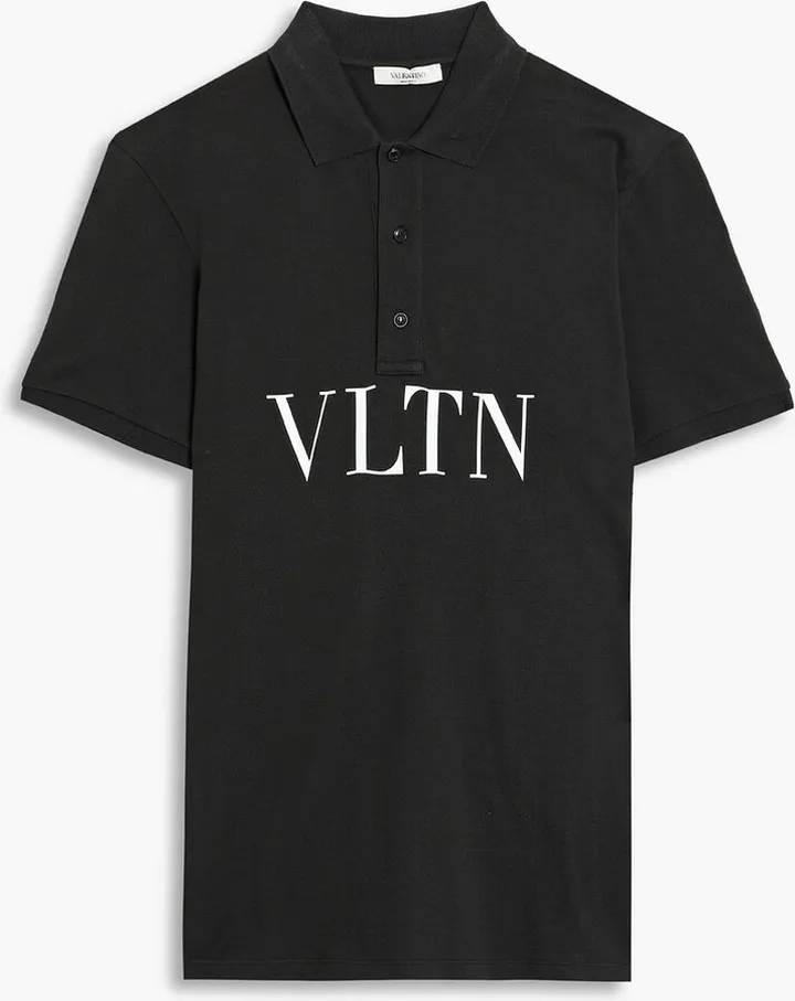 Printed cotton-piqué polo shirt