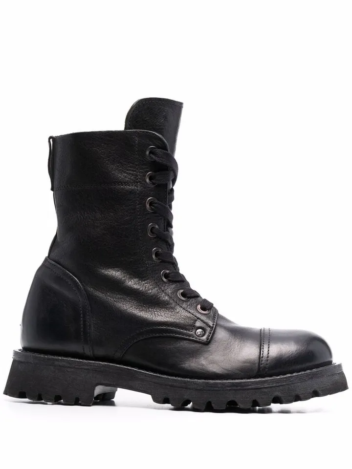 Long Lace-Up Leather Boots
