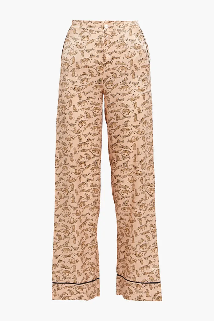 Catalyna printed silk-satin pajama pants