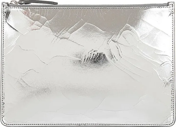 Maison Margiela Crinkled-Detail Zip Clutch Bag