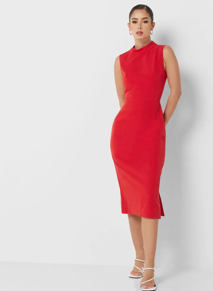 High Neck Knitted Dress