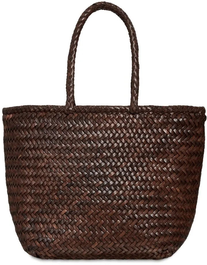 Grace Small woven leather basket bag