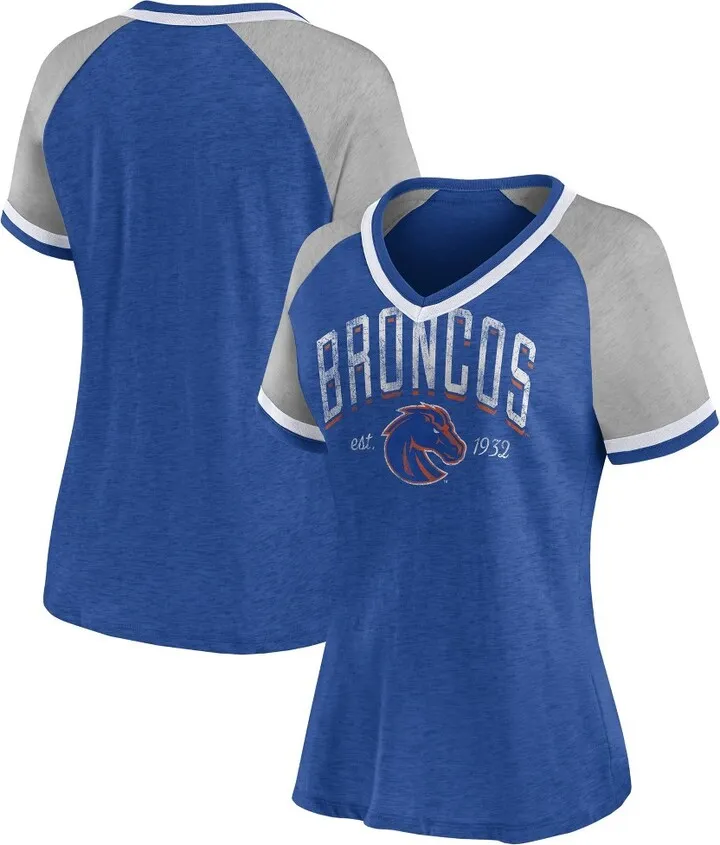 NCAA Boise State Broncos Women's Gray V-Neck Raglan T-Shirt - M