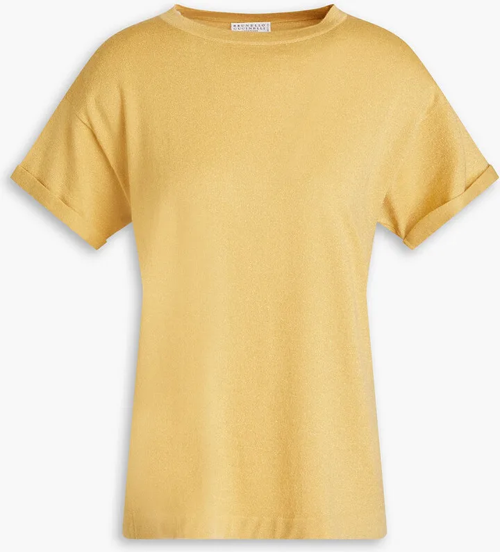 Metallic cashmere-blend T-shirt