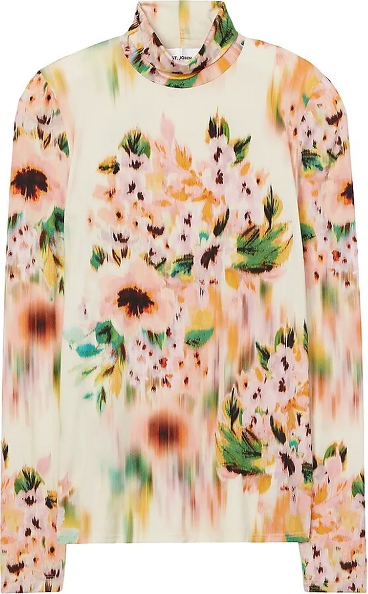 Blurry Floral-Printed Nuda Jersey Top