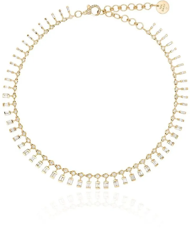18kt Yellow Gold And Diamond Dot Dash Necklace