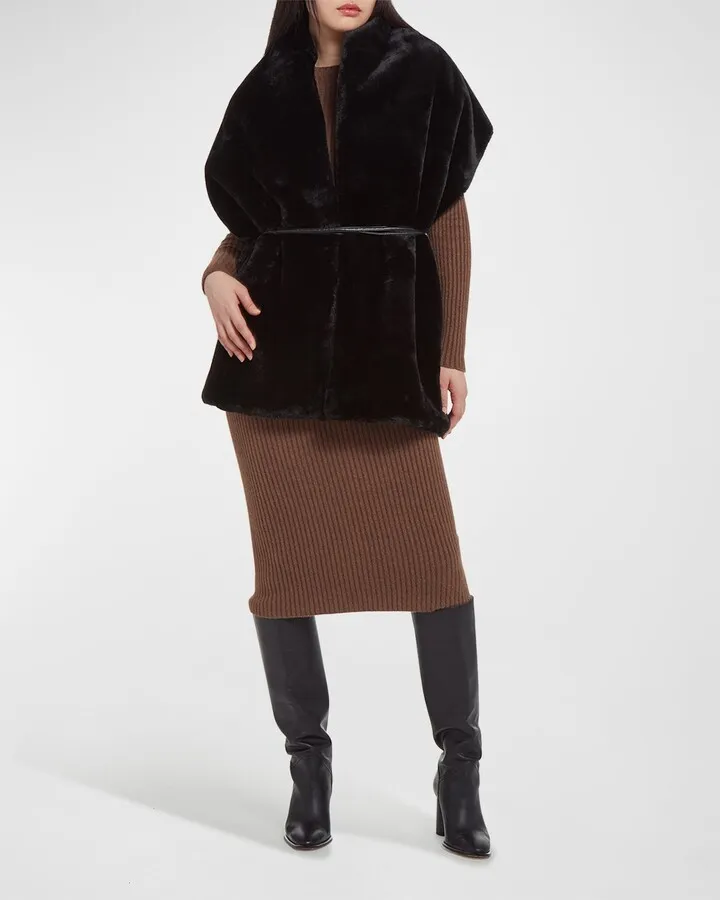 Aretha Vegan Leather Faux Fur Wrap