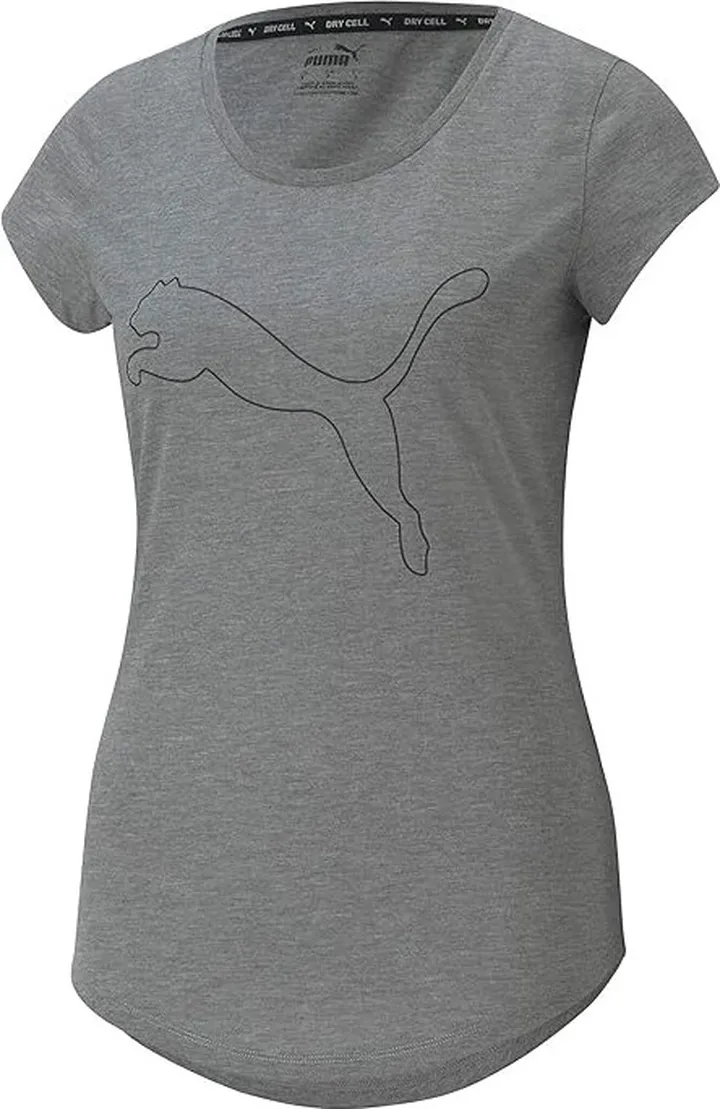 PUMA Performance Cat Tee (Medium Gray Heather) Women's Clothing
