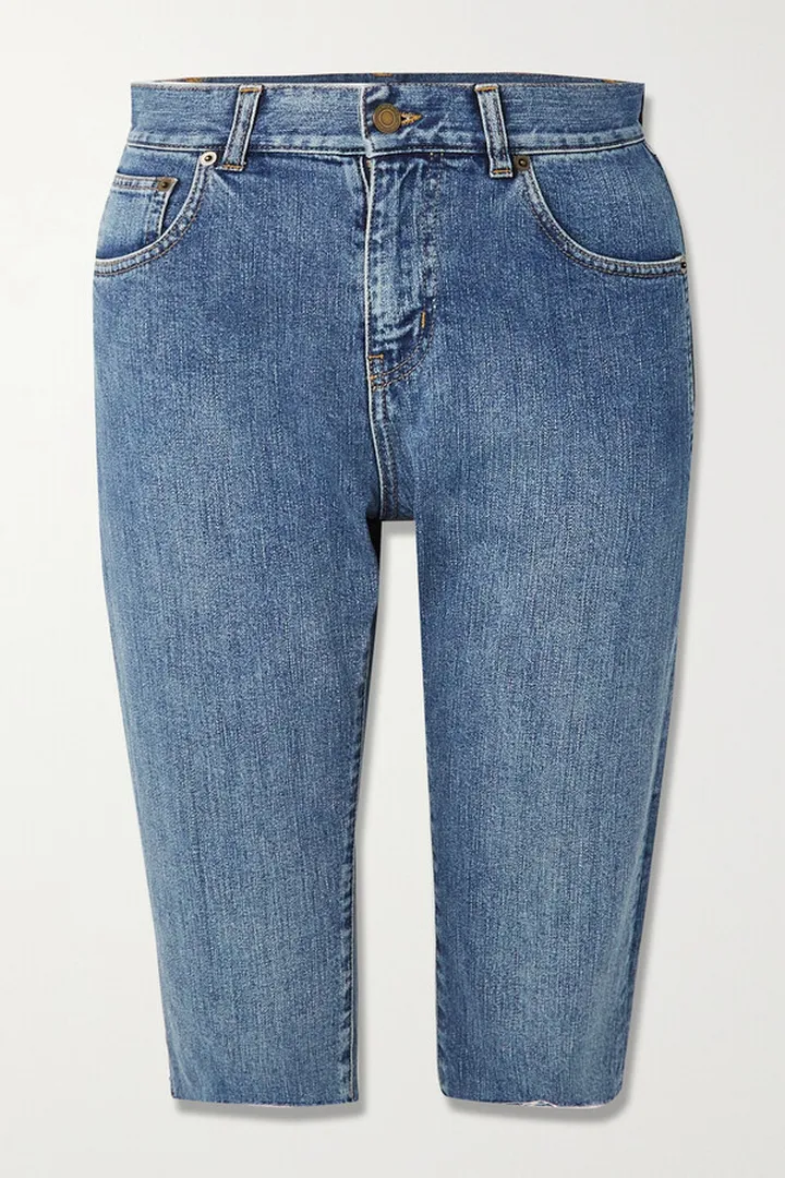 SAINT LAURENT - Frayed Denim Shorts - Blue