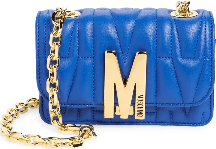 Small M Logo Quilted Leather Shoulder Bag