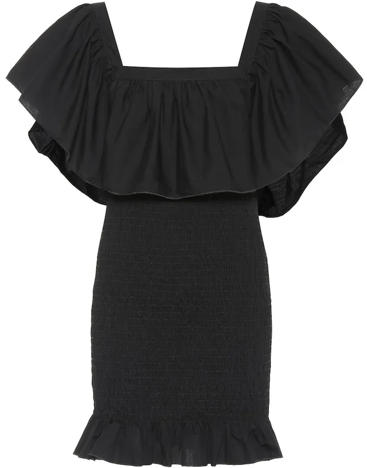Smocked ruffle cotton minidress