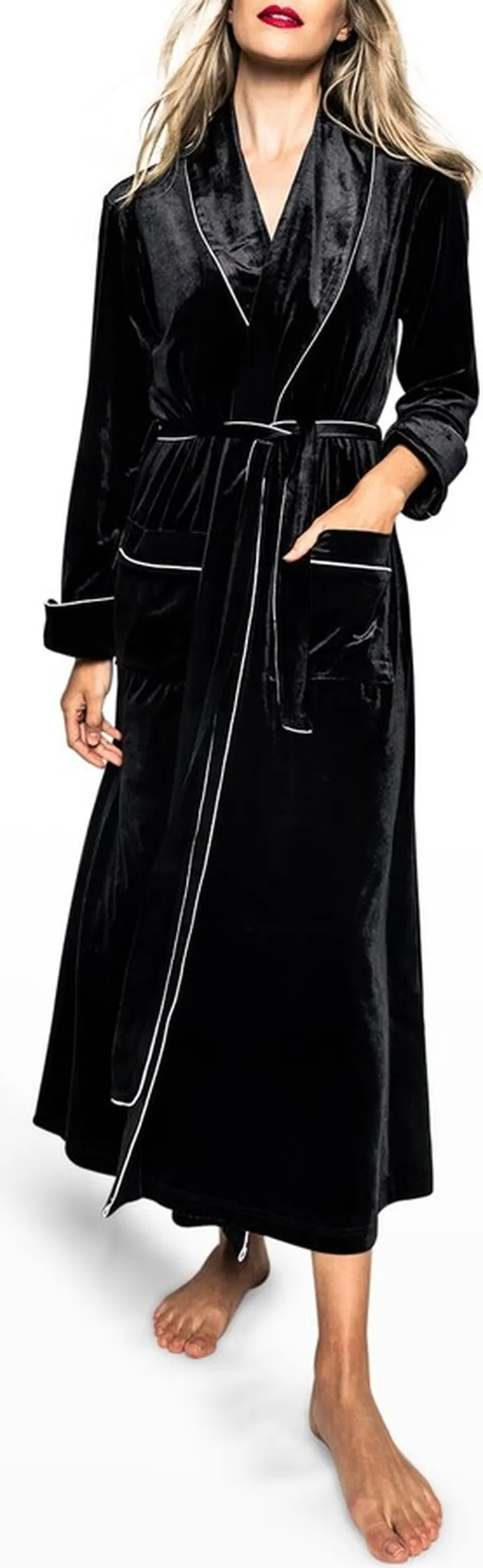 Shawl-Collar Velour Robe