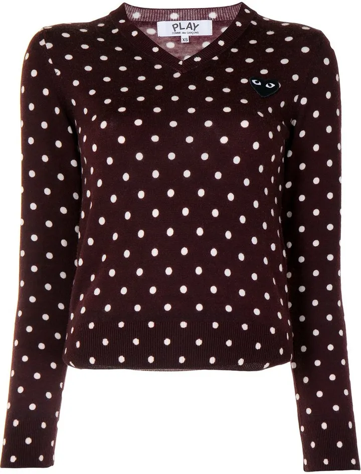 polka dot-print V-neck jumper