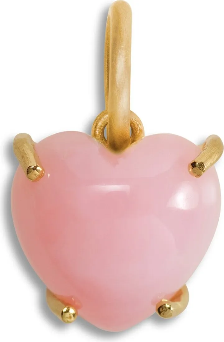 Pink Opal Heart Yellow Gold Charm