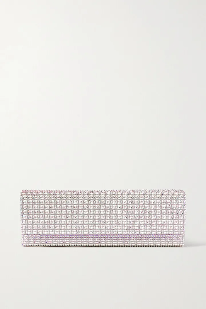 Amina Muaddi - Amini Paloma Crystal-embellished Satin Clutch - Silver