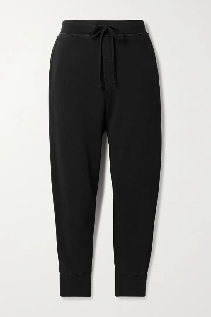 Nili Lotan - Nolan Cropped Cotton-jersey Track Pants - Black