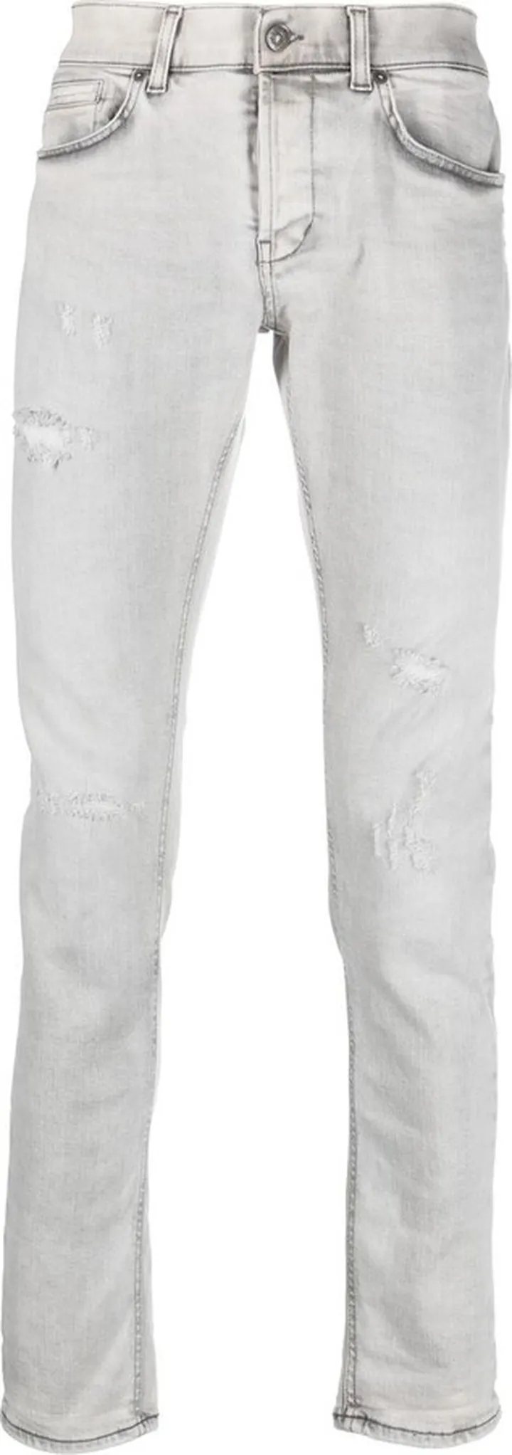 Distressed Slim-Cut Jeans