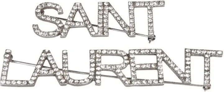 Saint Laurent Crystal-Embellished Logo Brooch