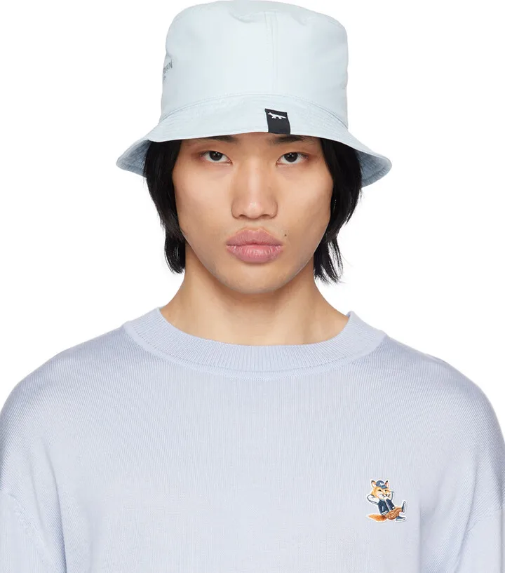 Maison Kitsuné Blue Embroidered Bucket Hat