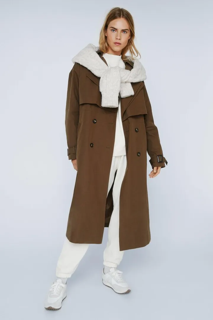 Nasty Gal Womens Premium Twill Double Layer Trench Coat
