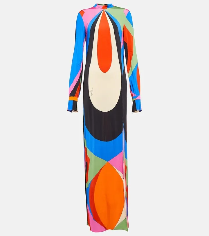 Printed jersey maxi dress