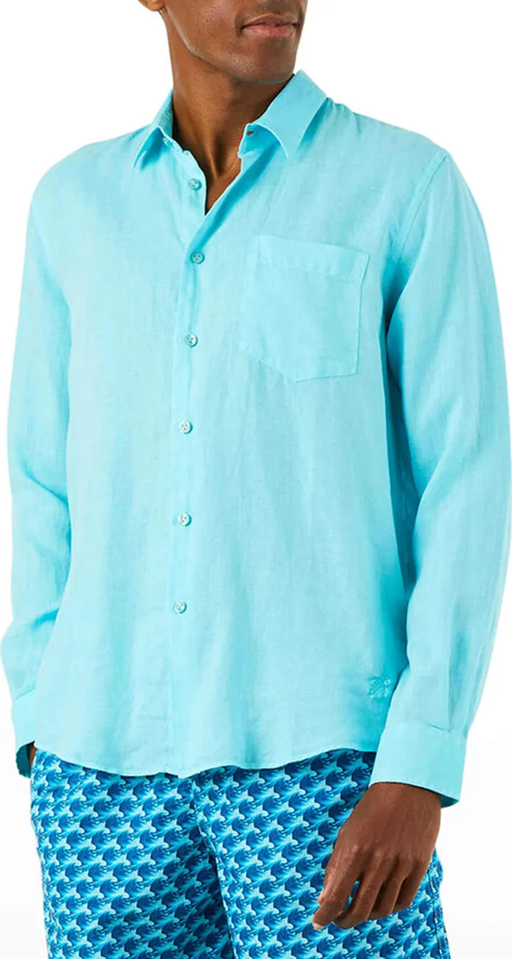 Men's Caroubis Solid Linen Sport Shirt