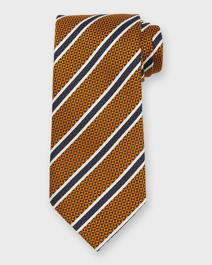Men's Geometric Stripe Silk Jacquard Tie