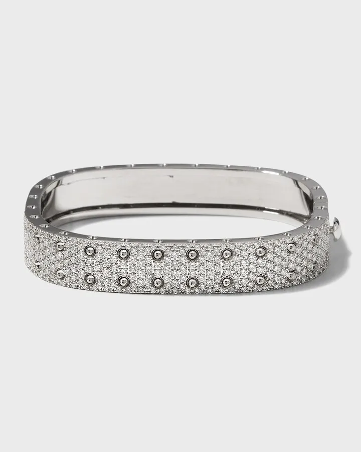 Pois Moi 18k White Gold & White Diamond 4-Row Bangle