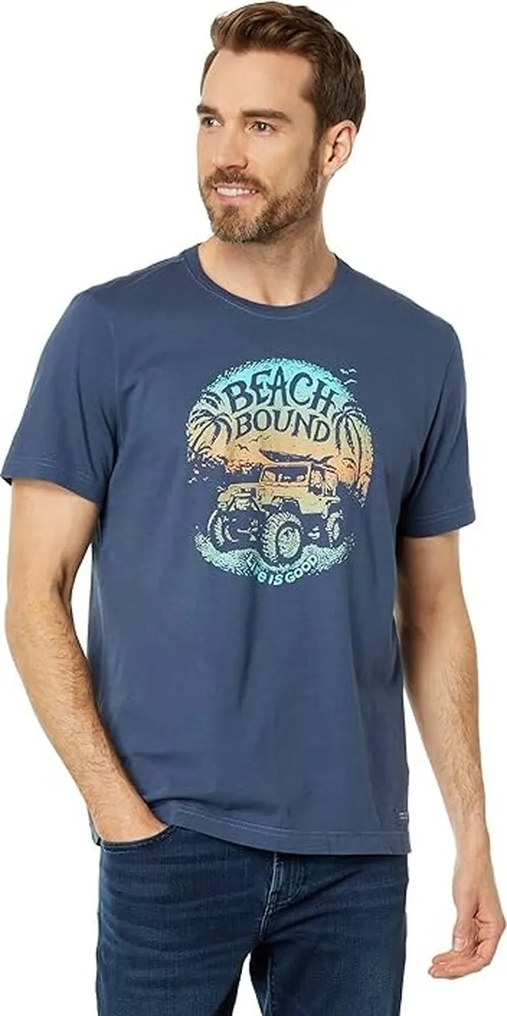 Life is Good Beach Bound 4x4 Short Sleeve Crusher-Lite Tee (Darkest Blue) Men's T Shirt